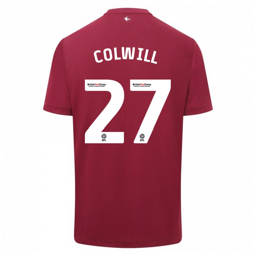 Kids Football Rubin Colwill #27 Red Away Jersey 2023/24 T-Shirt