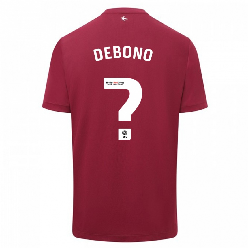 Kids Football Alyas Debono #0 Red Away Jersey 2023/24 T-Shirt