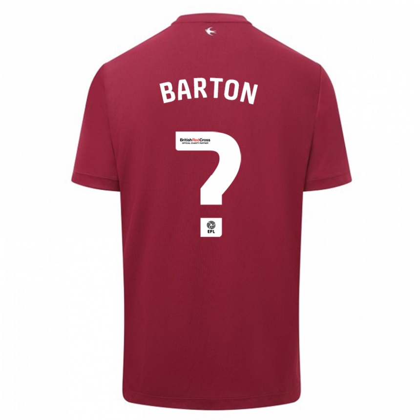 Kids Football Daniel Barton #0 Red Away Jersey 2023/24 T-Shirt