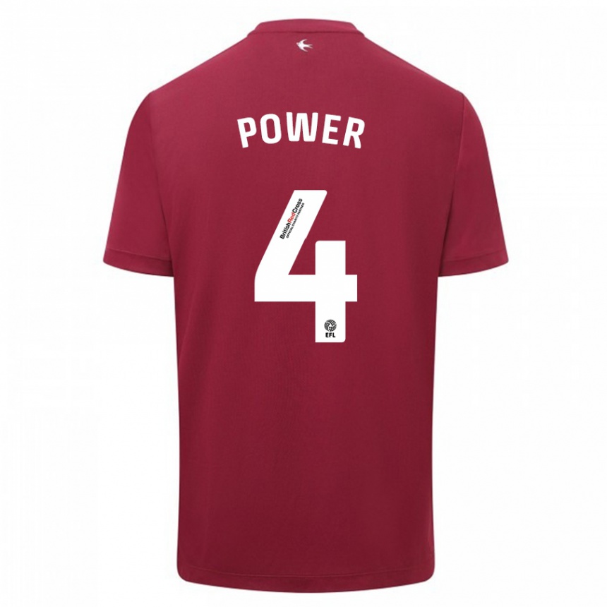 Kids Football Hannah Power #4 Red Away Jersey 2023/24 T-Shirt