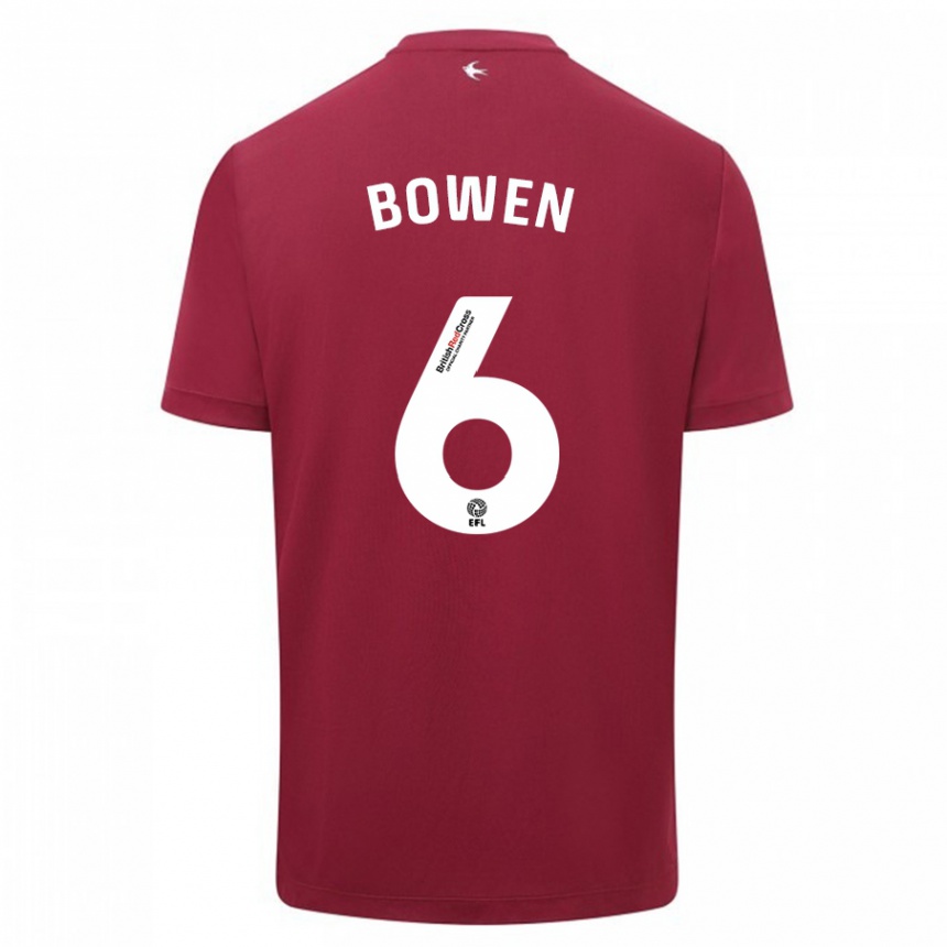 Kids Football Megan Bowen #6 Red Away Jersey 2023/24 T-Shirt