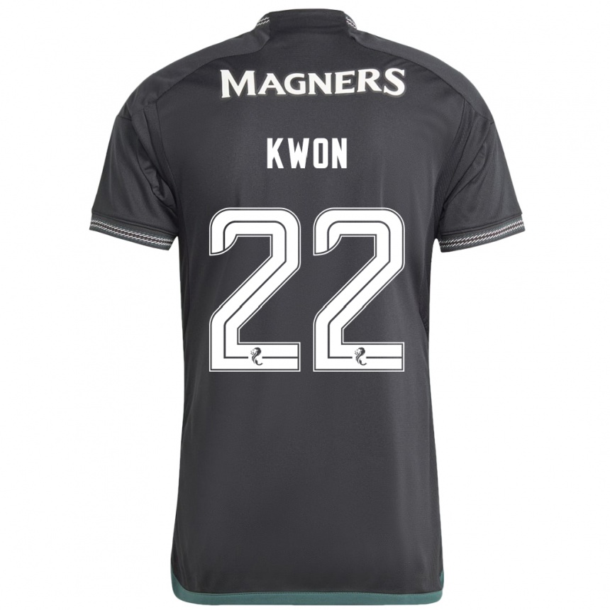 Kids Football Hyeok-Kyu Kwon #22 Black Away Jersey 2023/24 T-Shirt