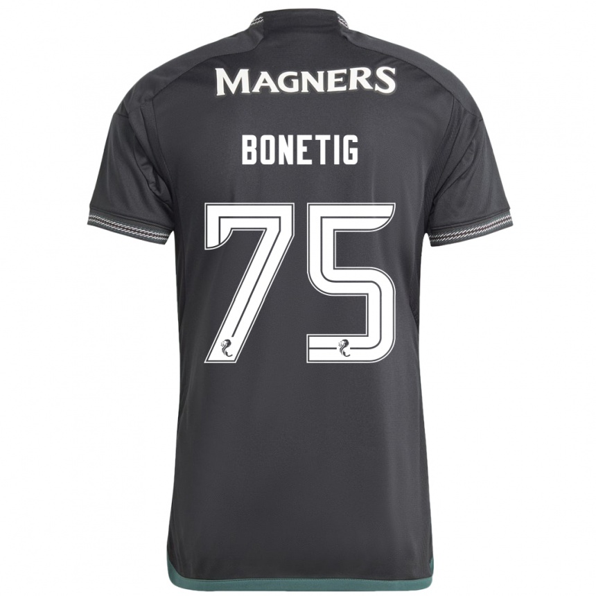 Kids Football Liam Bonetig #75 Black Away Jersey 2023/24 T-Shirt