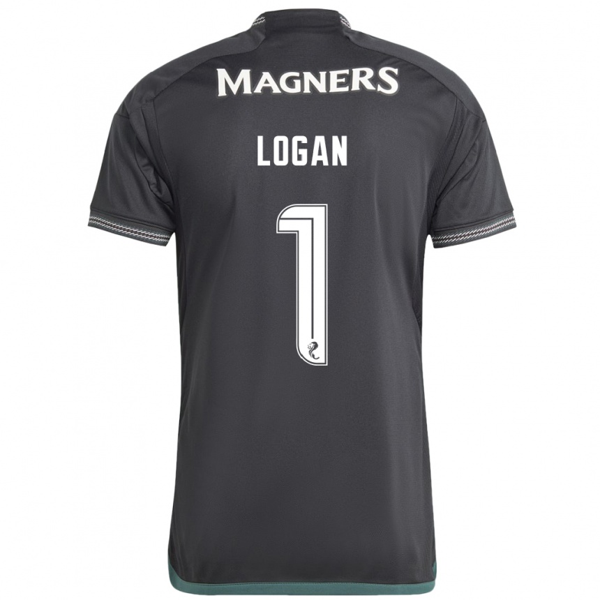 Kids Football Chloe Logan #1 Black Away Jersey 2023/24 T-Shirt