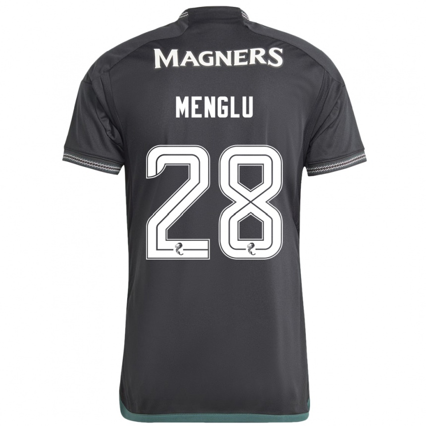 Kids Football Shen Menglu #28 Black Away Jersey 2023/24 T-Shirt