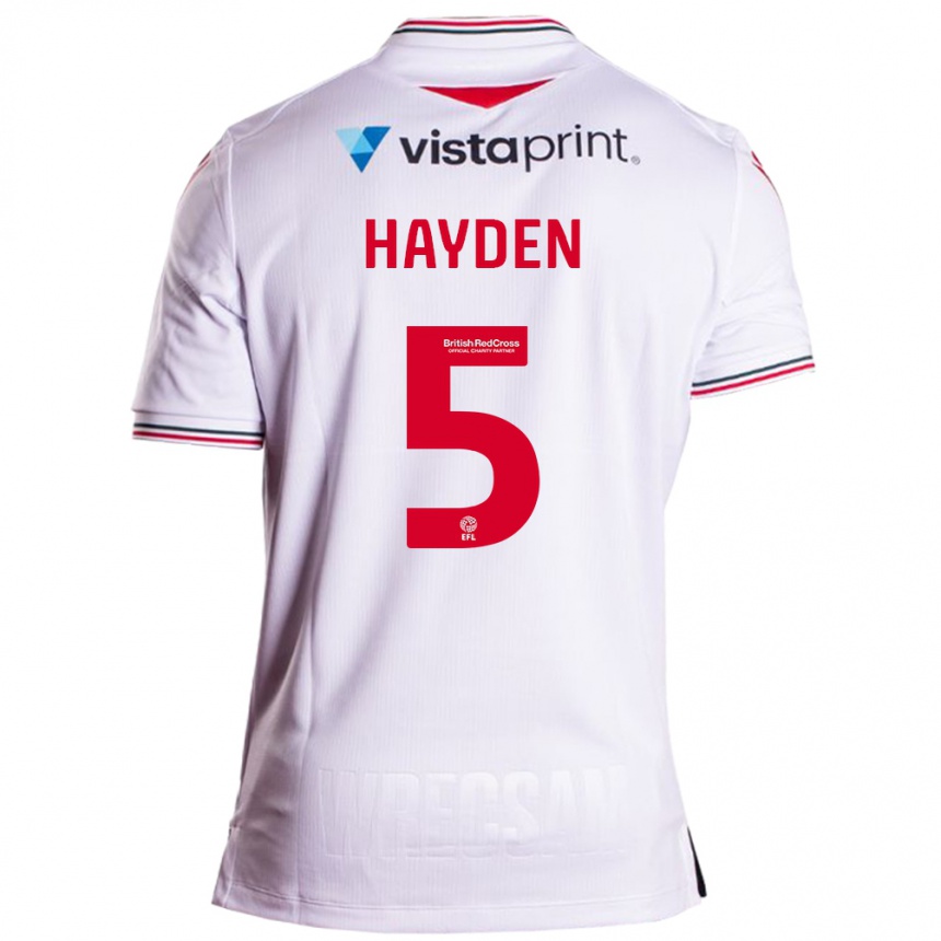 Kids Football Aaron Hayden #5 White Away Jersey 2023/24 T-Shirt