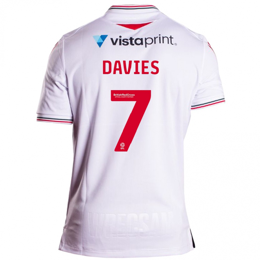 Kids Football Jordan Davies #7 White Away Jersey 2023/24 T-Shirt