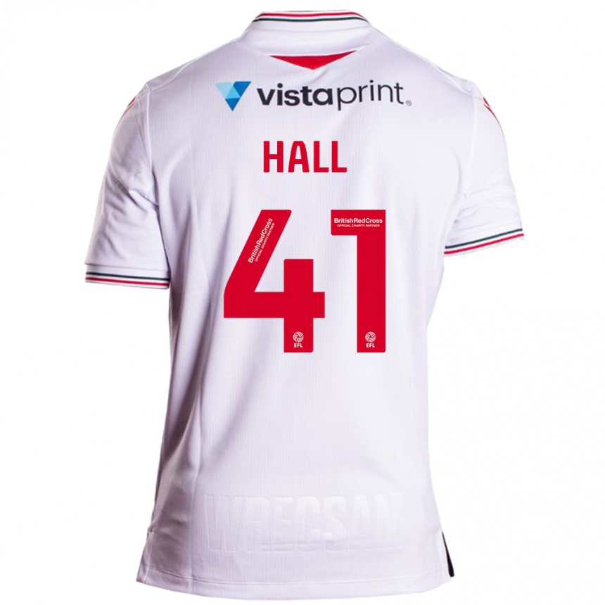 Kids Football Liam Hall #41 White Away Jersey 2023/24 T-Shirt