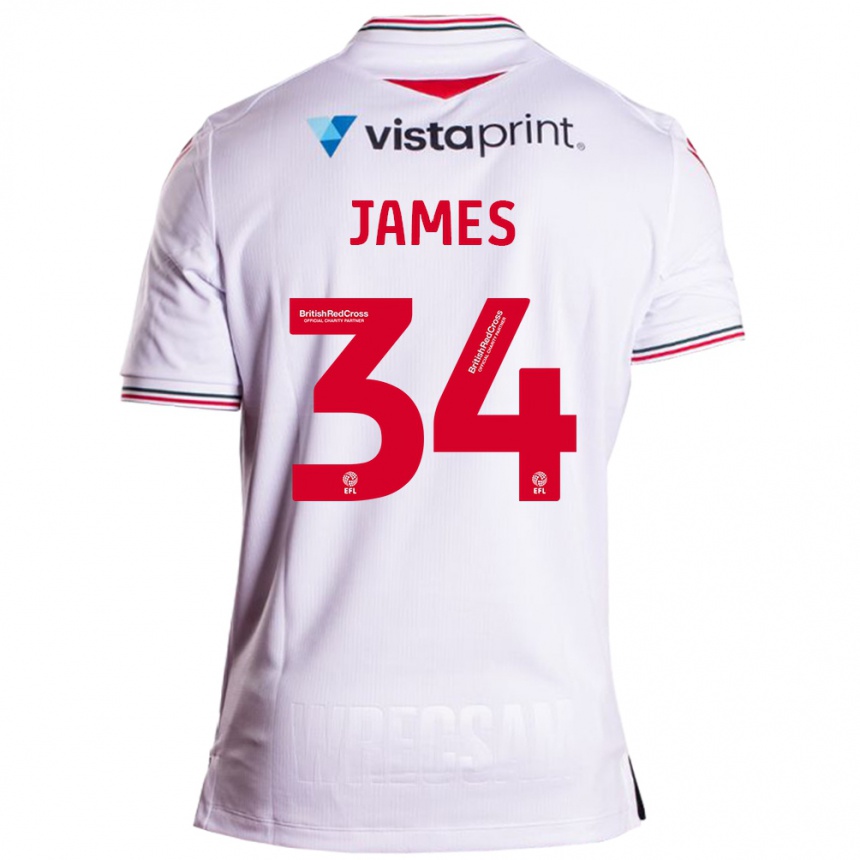 Kids Football Aaron James #34 White Away Jersey 2023/24 T-Shirt