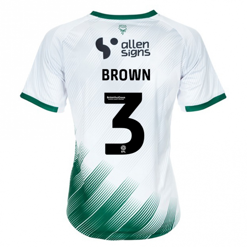 Kids Football Jaden Brown #3 White Away Jersey 2023/24 T-Shirt