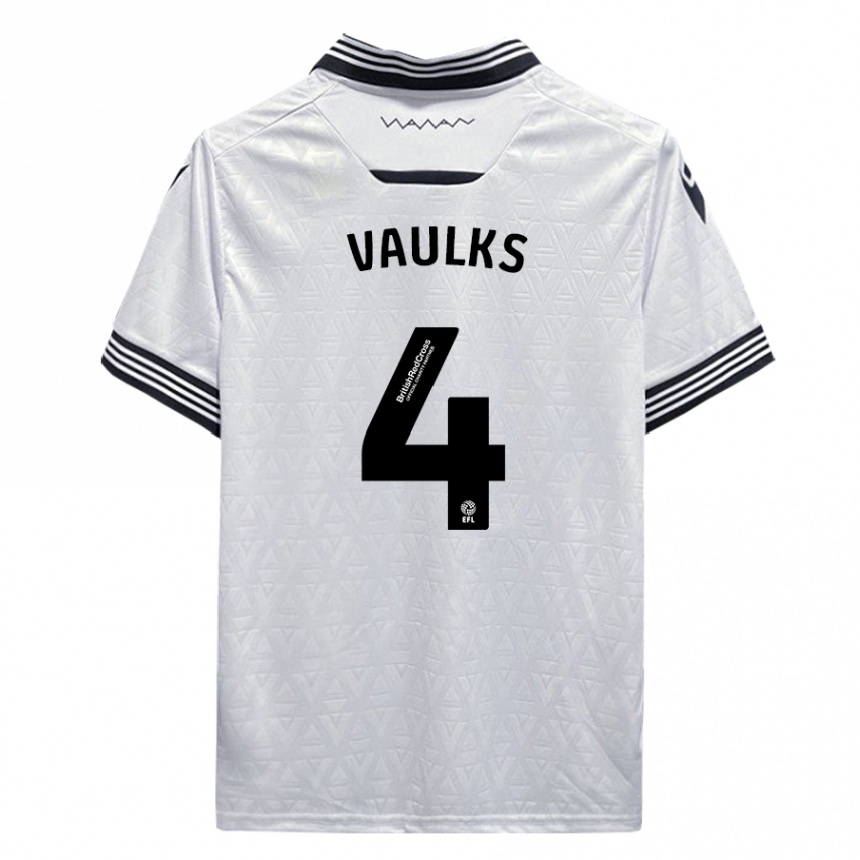 Kids Football Will Vaulks #4 White Away Jersey 2023/24 T-Shirt