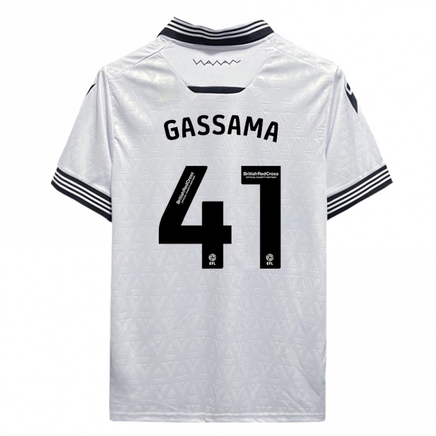 Kids Football Djeidi Gassama #41 White Away Jersey 2023/24 T-Shirt