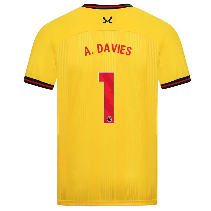 Kids Football Adam Davies #1 Yellow Away Jersey 2023/24 T-Shirt