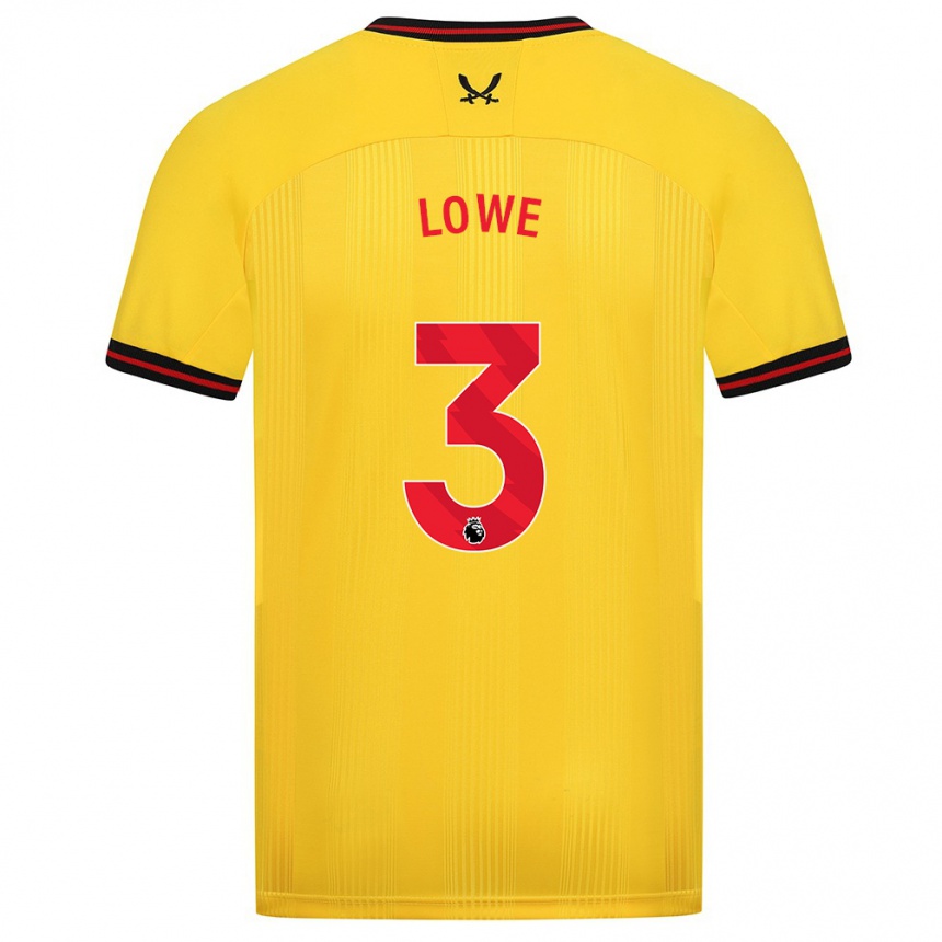 Kids Football Max Lowe #3 Yellow Away Jersey 2023/24 T-Shirt