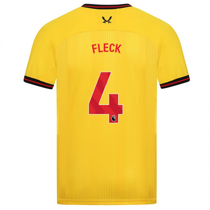 Kids Football John Fleck #4 Yellow Away Jersey 2023/24 T-Shirt