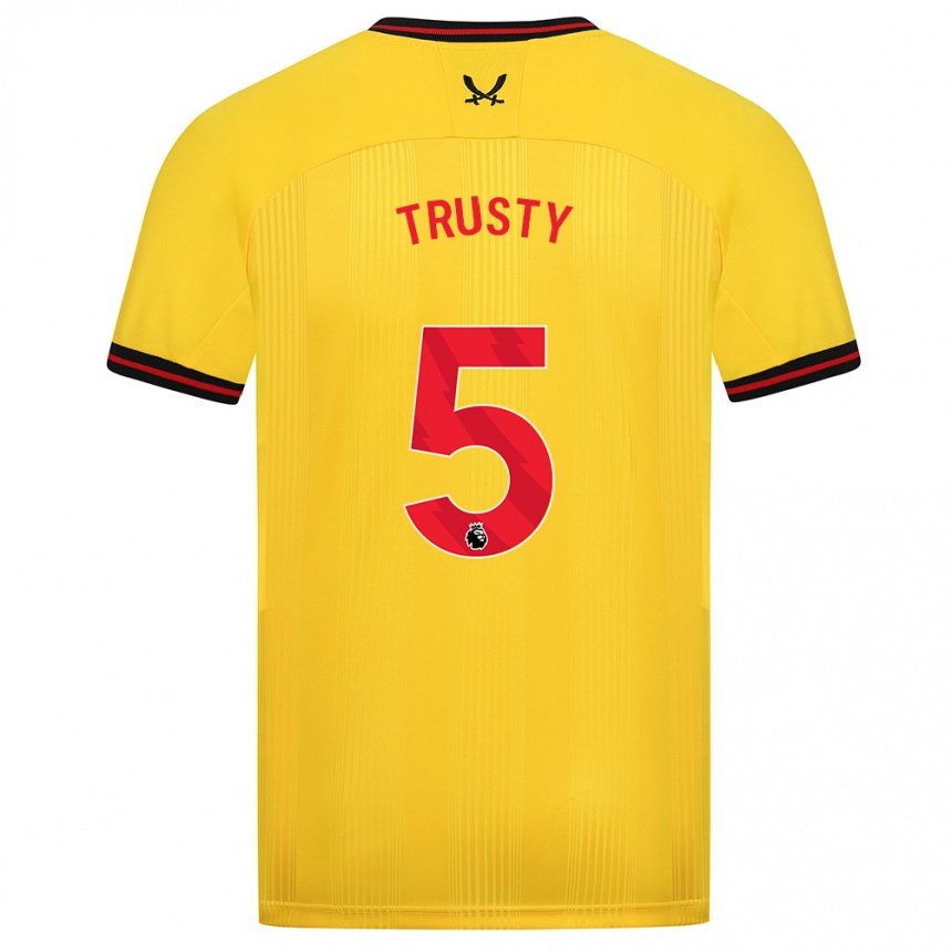Kids Football Auston Trusty #5 Yellow Away Jersey 2023/24 T-Shirt