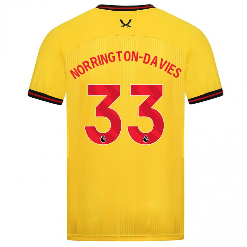 Kids Football Rhys Norrington-Davies #33 Yellow Away Jersey 2023/24 T-Shirt