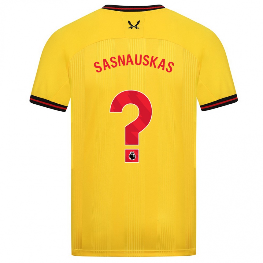 Kids Football Dovydas Sasnauskas #0 Yellow Away Jersey 2023/24 T-Shirt