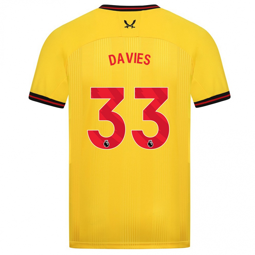 Kids Football Bethan Davies #33 Yellow Away Jersey 2023/24 T-Shirt