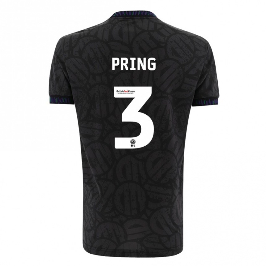 Kids Football Cameron Pring #3 Black Away Jersey 2023/24 T-Shirt