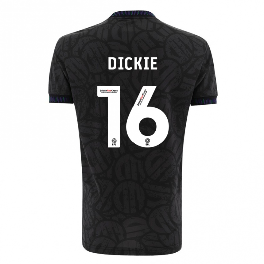 Kids Football Rob Dickie #16 Black Away Jersey 2023/24 T-Shirt