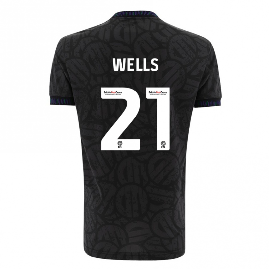 Kids Football Nahki Wells #21 Black Away Jersey 2023/24 T-Shirt