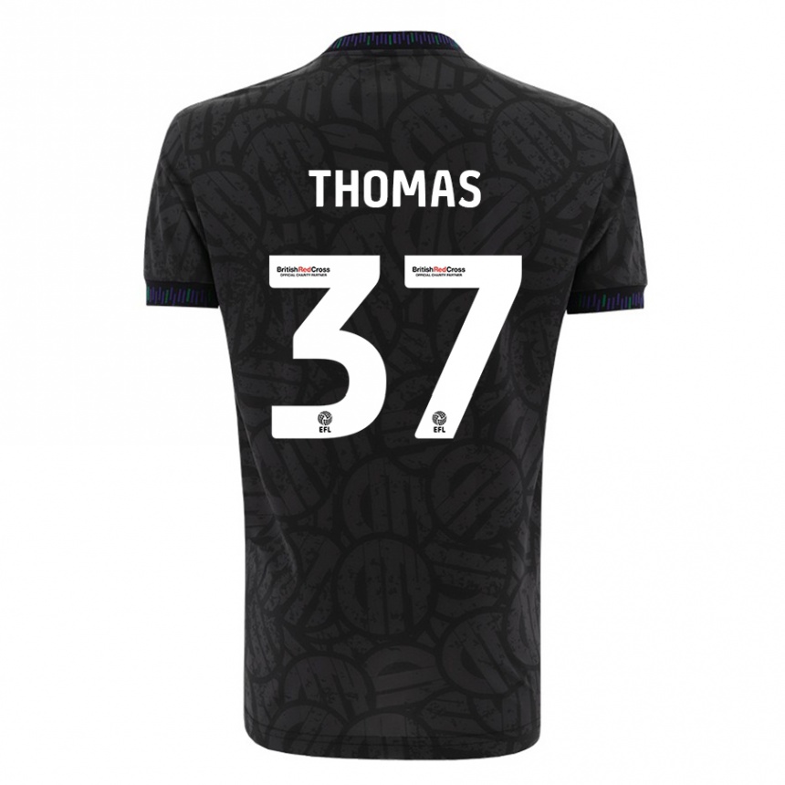 Kids Football Olly Thomas #37 Black Away Jersey 2023/24 T-Shirt