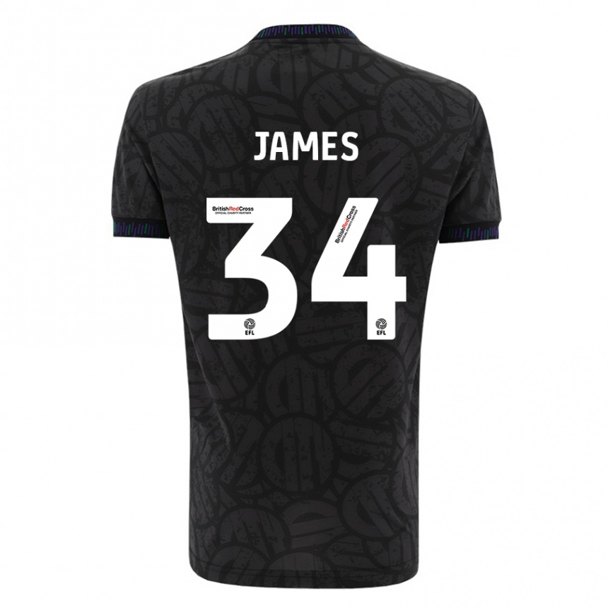 Kids Football Joseph James #34 Black Away Jersey 2023/24 T-Shirt