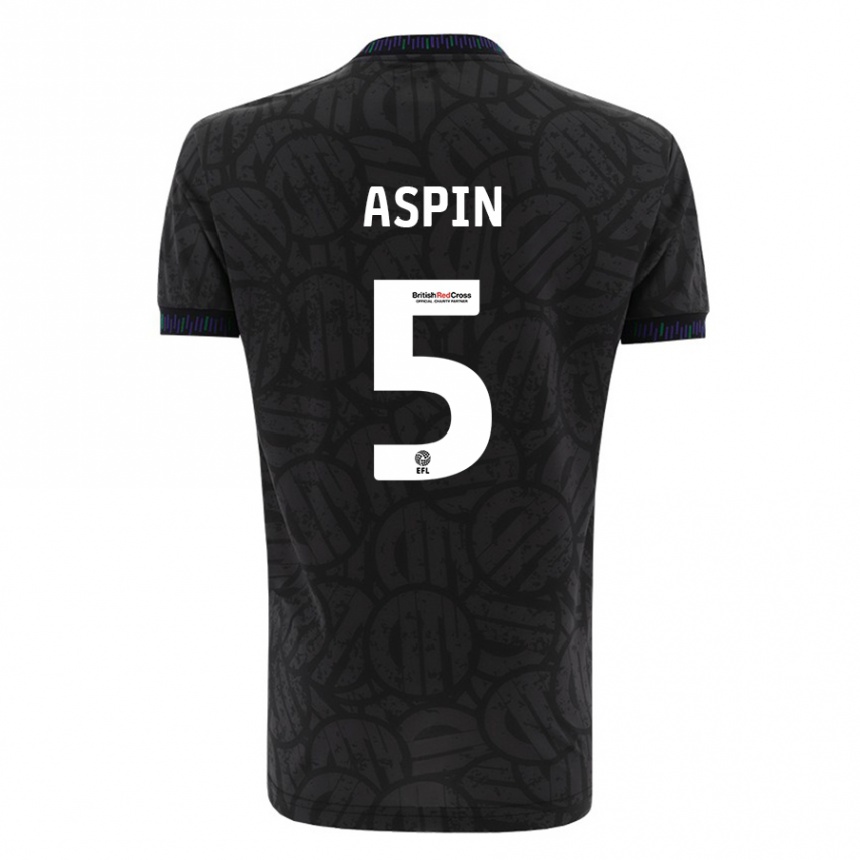 Kids Football Brooke Aspin #5 Black Away Jersey 2023/24 T-Shirt