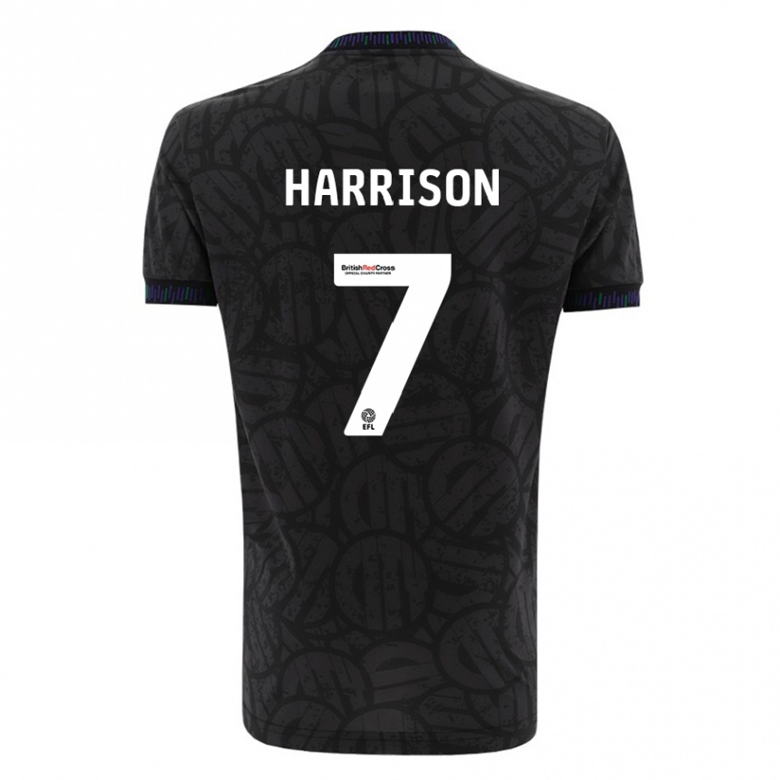Kids Football Abi Harrison #7 Black Away Jersey 2023/24 T-Shirt
