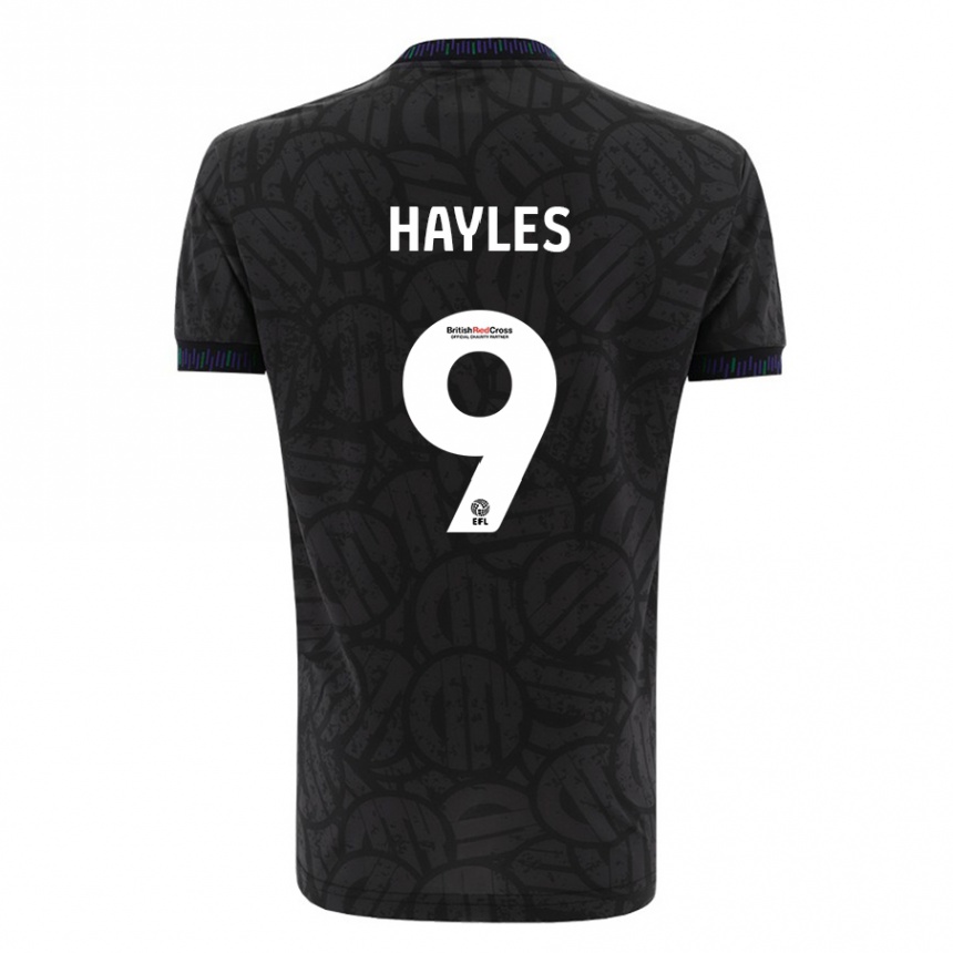 Kids Football Shania Hayles #9 Black Away Jersey 2023/24 T-Shirt