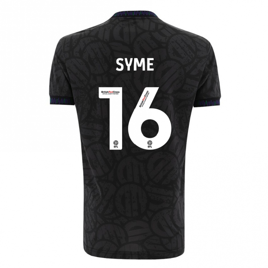 Kids Football Emily Syme #16 Black Away Jersey 2023/24 T-Shirt