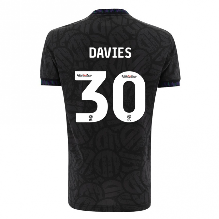 Kids Football Yasmin Davies #30 Black Away Jersey 2023/24 T-Shirt