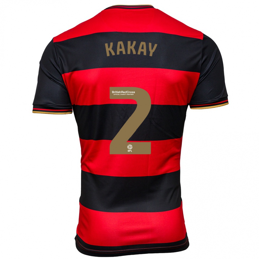 Kids Football Osman Kakay #2 Black Red Away Jersey 2023/24 T-Shirt