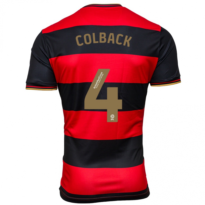 Kids Football Jack Colback #4 Black Red Away Jersey 2023/24 T-Shirt
