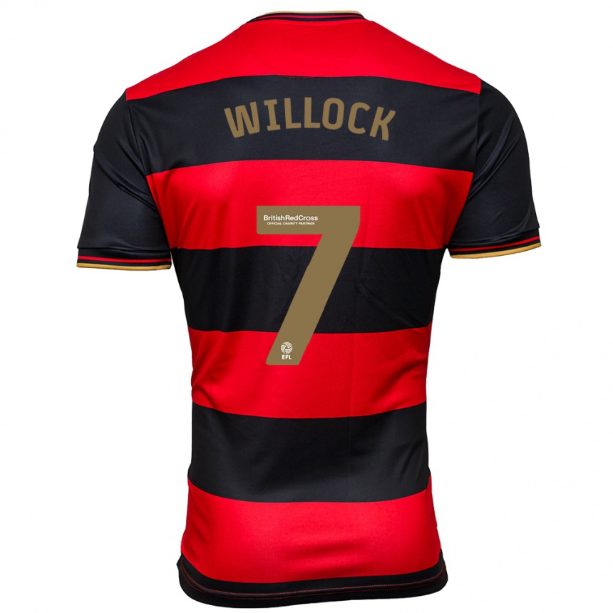 Kids Football Chris Willock #7 Black Red Away Jersey 2023/24 T-Shirt