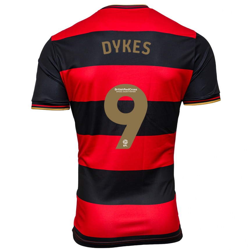 Kids Football Lyndon Dykes #9 Black Red Away Jersey 2023/24 T-Shirt