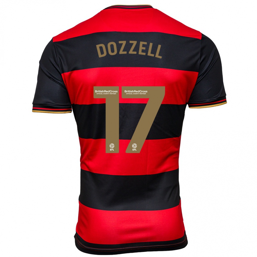 Kids Football Andre Dozzell #17 Black Red Away Jersey 2023/24 T-Shirt