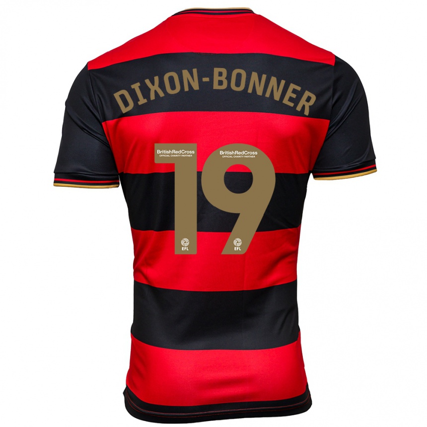 Kids Football Elijah Dixon-Bonner #19 Black Red Away Jersey 2023/24 T-Shirt