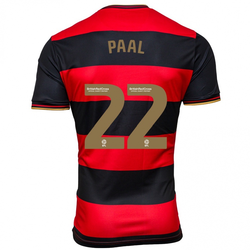 Kids Football Kenneth Paal #22 Black Red Away Jersey 2023/24 T-Shirt
