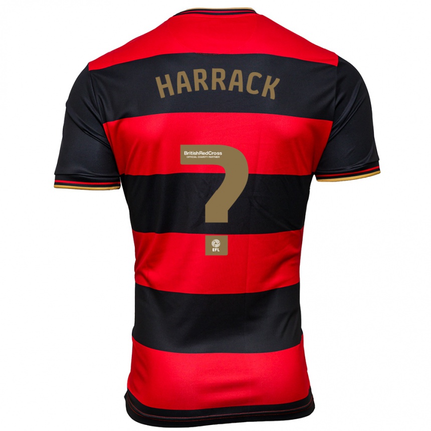 Kids Football Kayden Harrack #0 Black Red Away Jersey 2023/24 T-Shirt