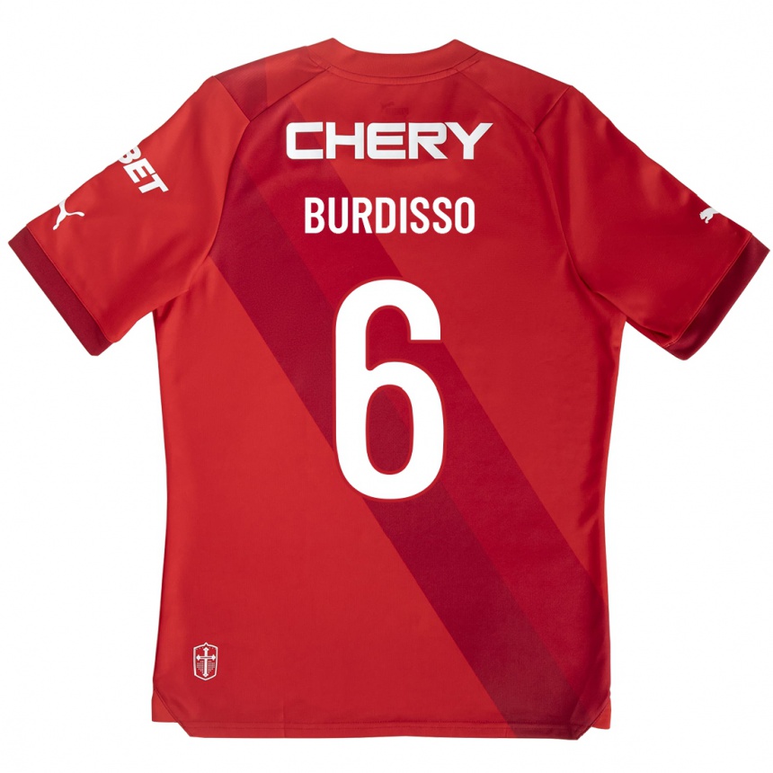 Kids Football Guillermo Burdisso #6 Red Away Jersey 2023/24 T-Shirt