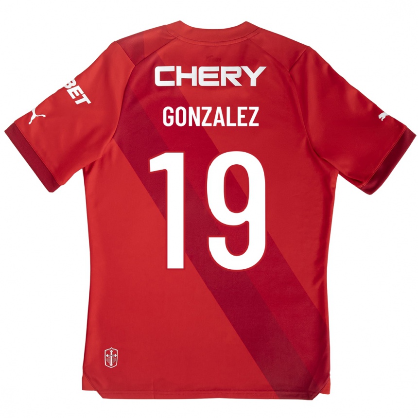 Kids Football Bryan González #19 Red Away Jersey 2023/24 T-Shirt