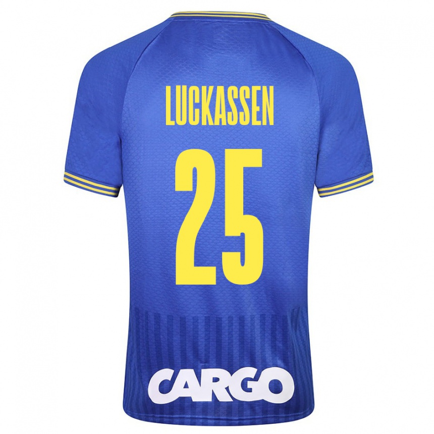 Kids Football Derrick Luckassen #25 Blue Away Jersey 2023/24 T-Shirt