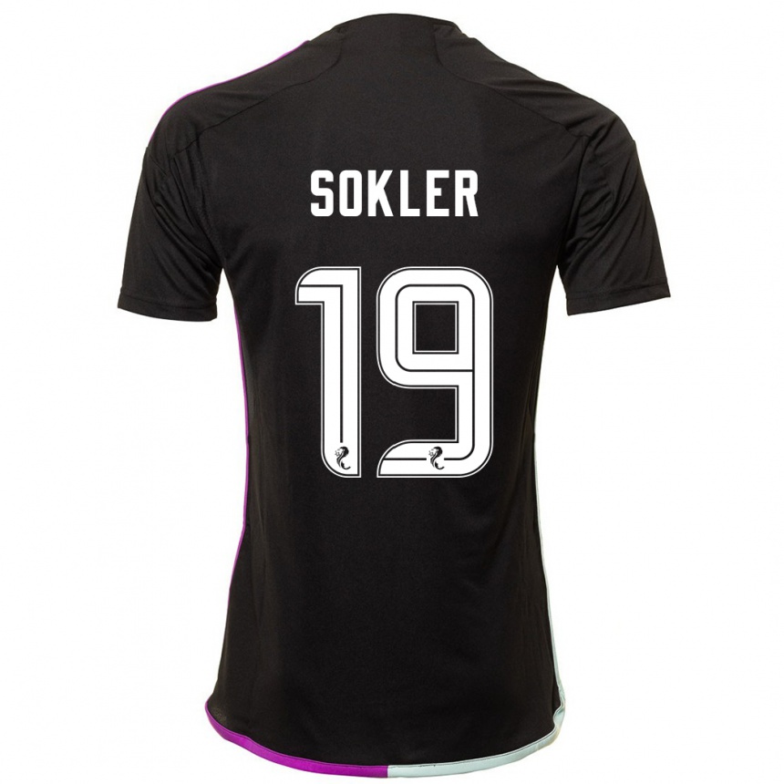 Kids Football Ester Sokler #19 Black Away Jersey 2023/24 T-Shirt