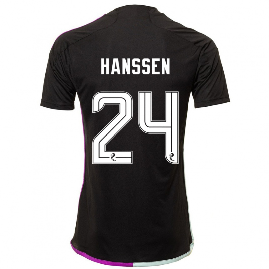 Kids Football Nadine Hanssen #24 Black Away Jersey 2023/24 T-Shirt