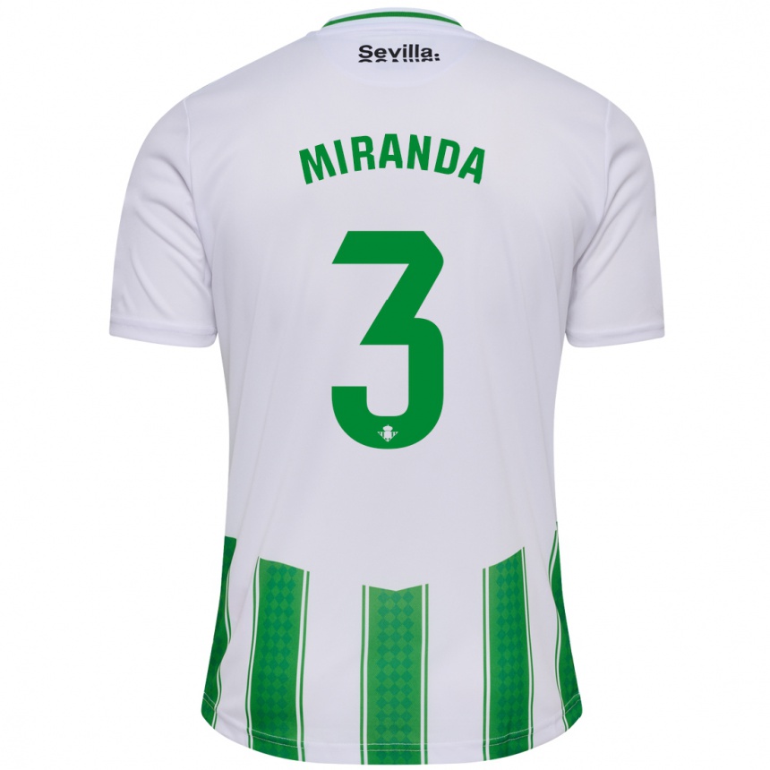 Men Football Juan Miranda #3 White Home Jersey 2023/24 T-Shirt