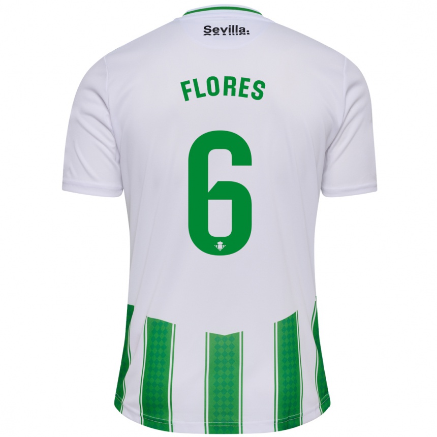 Men Football Mateo Flores #6 White Home Jersey 2023/24 T-Shirt