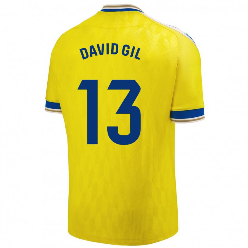 Men Football David Gil #13 Yellow Home Jersey 2023/24 T-Shirt