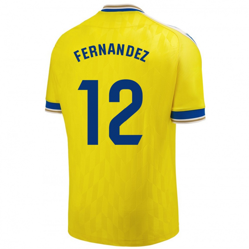 Men Football Sandra Fernández León #12 Yellow Home Jersey 2023/24 T-Shirt